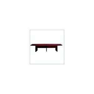   Boat Shape Conference Table with Slab Base in Mahogany