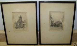 VINTAGE EXETER CANTERBURY CATHEDRAL LITHOGRAPH PRINT  