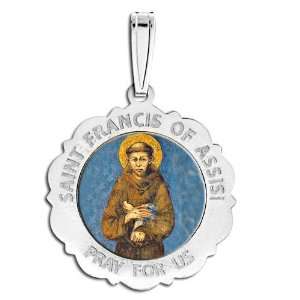  Saint Francis Of Assisi Scalloped Medal Color Jewelry