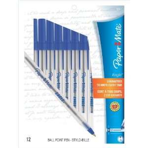  Paper Mate Eagle Medium Tip Stick Ballpoint Pens, 12 Blue 