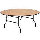 48 Round Wood Folding Banquet Table with Clear Coated Finished Top