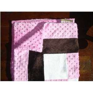 BBDNY  Bubble Gum Pink and Chocolate  Designer Luxury Baby Blanket 