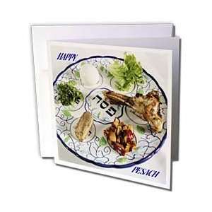  Florene Jewish Theme   Pesach Plate With Passover Foods   Greeting 
