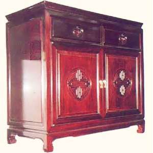  Stately solid rosewood Oriental buffet with hand carved 