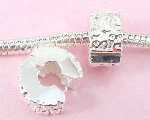 10pcs Silver P Clip Lock Stopper Beads Fit Bracelet K8  