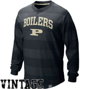   Boilermakers Black College Vault Vintage Long Sleeve Henley T shirt