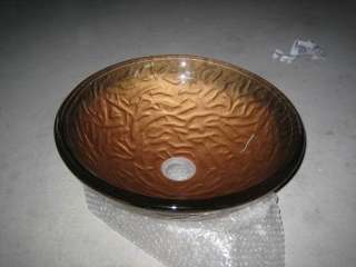 Tempered Glass Vessel Sink w.Copper Pattern for Vanity  