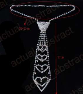 Party Bling Bling/Heart Rhinestone Crystal Necklace Tie  