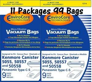   Kenmore C & Q Panasonic C 5 5055 50557 50558 Canistor Vacuum Bags