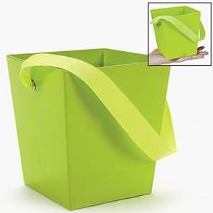 Lime Green Buckets With Ribbon Handle   Party Favor & Goody Bags 