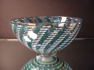 Kosta Boda Art Glass Peacock Bowl Bertil Vallien #50220  