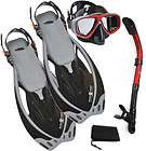 Aqualung Sport Wave Fins, Dry Snorkel, Purge Mask, Snorkel Set, BK/Red 