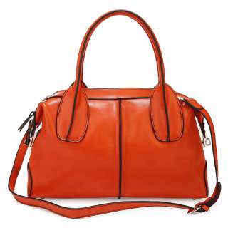 Classic Fashion Design Genuine Leather Lady Womens Orange Handbag 