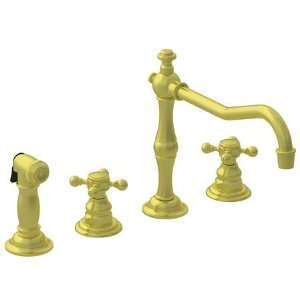  Lead Widespread Kitchen Faucet with Side Spray and Metal Cross Handles