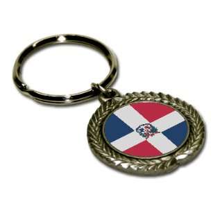  Dominican Republic Flag Pewter Key Chain