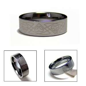  Mens Tungsten Laser Engraved Celtic Design Ring Jewelry