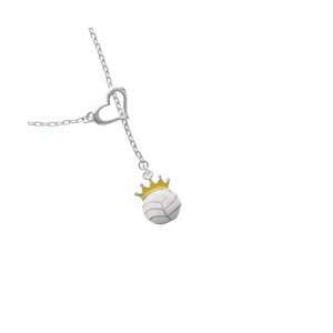  Volleyball   Crown Heart Lariat Charm Necklace [Jewelry] Jewelry