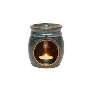    Aura Cacia Candle Lamp   High Fire Kiln Dark Blue/Rust 1 ct Beauty
