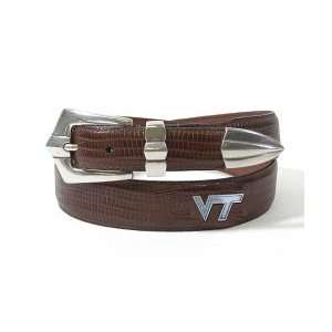 Virginia Tech Hokies Tan Teju Lizard Leather Belt  Sports 