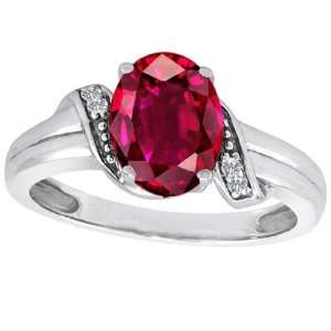 CandyGem 14k Gold Lab Created Oval Ruby and Diamond Ring(MetalYellow 