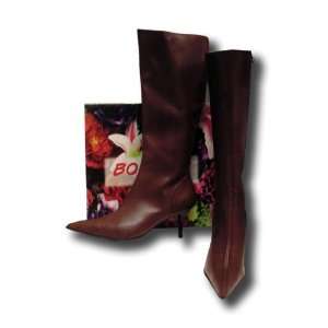  Bolaro Boots Knee High Point Toe Brown Heel Size 9 