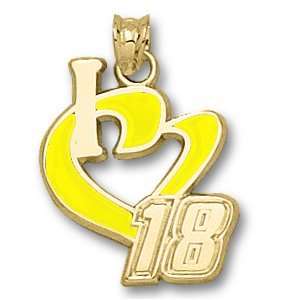 Kyle Busch #18 3/4 in. Enamel Heart Pendant 14kt Gold/14kt Yellow Gold