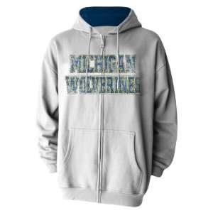  NCAA Michigan Full Zip Hooded Sweatshirt (Medium, Grey 