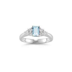   48 Cts Diamond & 0.80 Cts Aquamarine Ring in Platinum 8.0 Jewelry