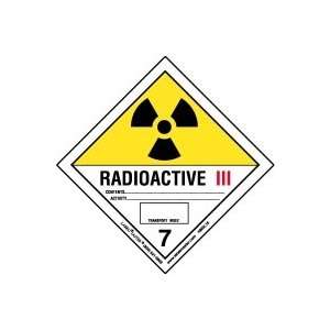  Radioactive III Label, Worded, Vinyl, Roll of 500 Office 