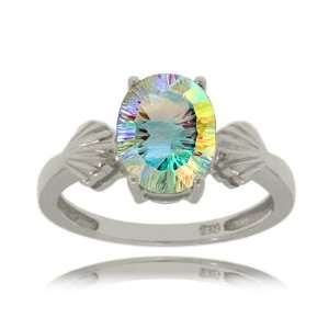  Radiant Sea Mist Topaz Ring Sterling Silver Shell Band 