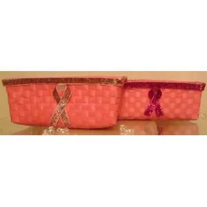   Dark Pink Glitter Cancer Awareness Woven Baskets 