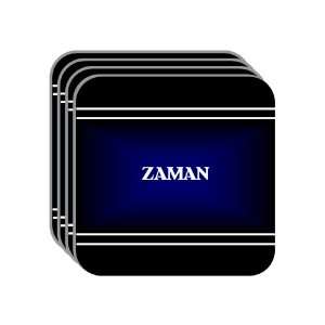 Personal Name Gift   ZAMAN Set of 4 Mini Mousepad Coasters (black 