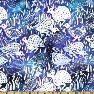  44 Wide Kalahari Batik Pheasants Evening Blue Fabric By 