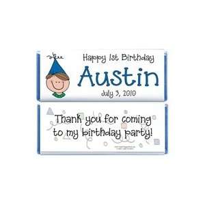  BD245   Boy Party Hat Birthday Candy Bar Wrappers Health 