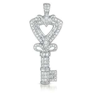    14k 1.46 Dwt Diamond White Gold Key Charm   JewelryWeb Jewelry