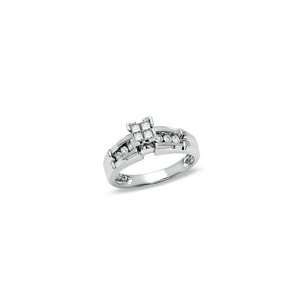  ZALES Quad Princess Cut Diamond Ring in 14K White Gold 3/8 
