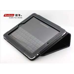 For Apple iPad 3G Yoobao Black Genuine Leather Book Case With Secure 