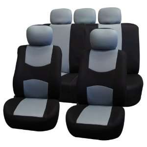  FH FB050115 Flat Cloth Car Seat Covers Gray / Black Color Automotive