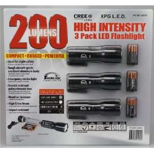 TechLite Lumen Master with 200 Lumen CREE LED Flashlight, 3 pack with 