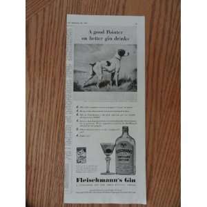 Dry Gin, Vintage 40s print ad. black and white Illustration (Bird Dog 