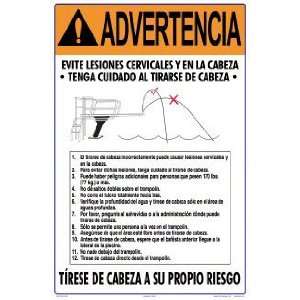  Sign Warning Dive At Own Risk Instruction Spanish 