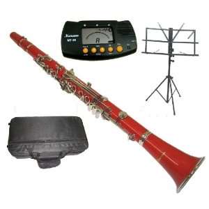   Red Clarinet with Case+Metro Tuner+Music Stand Musical Instruments