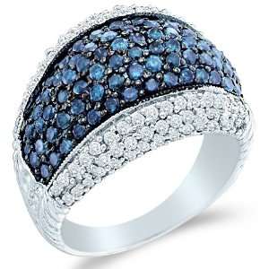  Size   4   10k White Gold Blue and White Diamond Puffed Channel 
