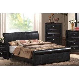  Queen Size Sleigh Bed Louis Philippe Style in Black Finish 
