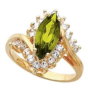  14K Yellow Gold Peridot and Diamond Ring Jewelry