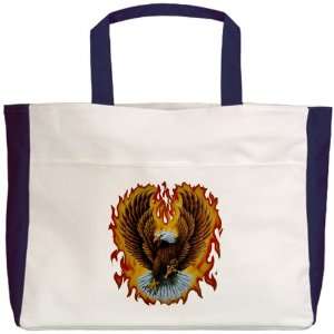  Beach Tote Navy Eagle with Flames 