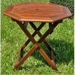 Octagonal All Weather Wood Folding Table w Stained Finish 