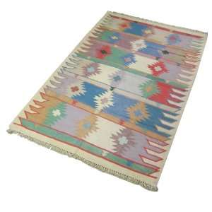  Floor Mat Cotton Dhurrie Handmade in India 6 x 3.9 Feet 