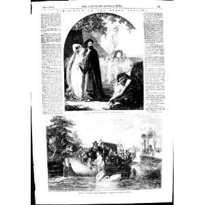  1853 ART SCENE TEMPEST RIVER BOAT KING CHARLES SWANS