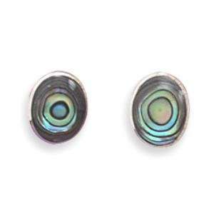  Oval Abalone Shell Sterling Silver Stud Earrings Jewelry